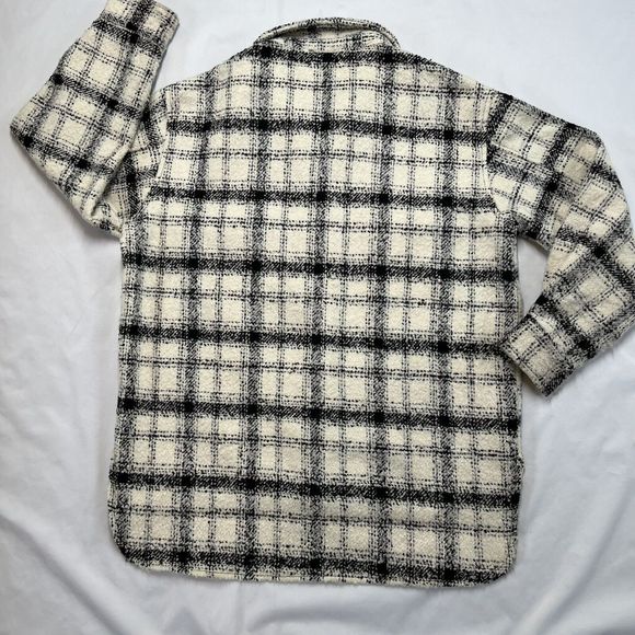 Cezele Plaid Flannel Shacket Shirt Oversized Jacket Button Pocket Women Sz Large - Picture 6 of 9